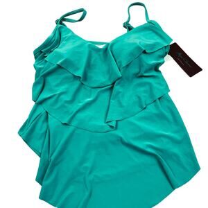 Aqua Green Women's Green-Blue Tiered Tankini Swim Top - Size Small - NWT